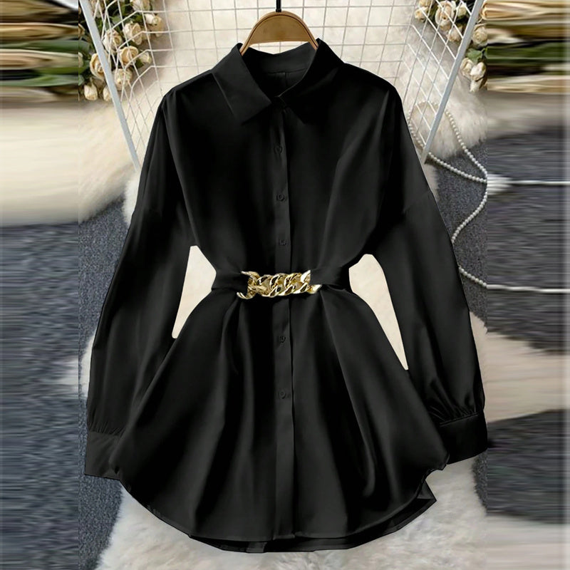 Elevé Luxe Women's Elegant Lapel Button-Down Top