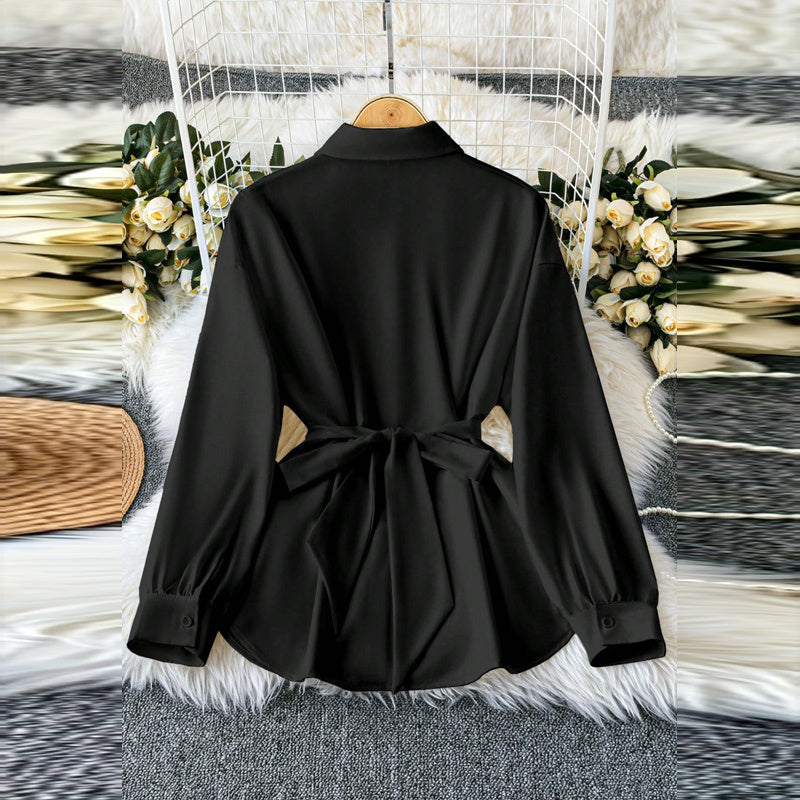 Elevé Luxe Women's Elegant Lapel Button-Down Top