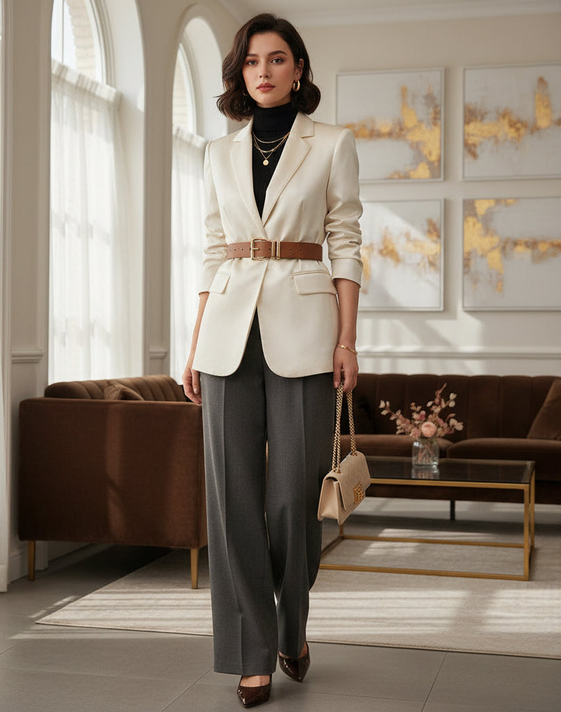 Elevé Luxe Fashionable Golden Buckle Belt