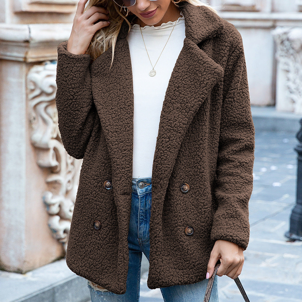 Elevé Luxe Loose Lapel Fluffy Coat