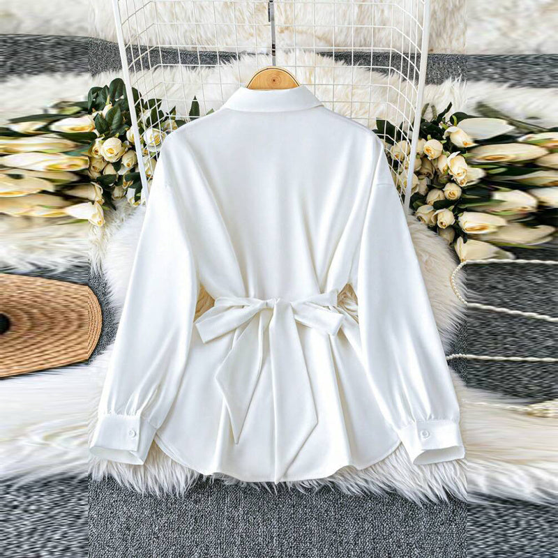 Elevé Luxe Women's Elegant Lapel Button-Down Top