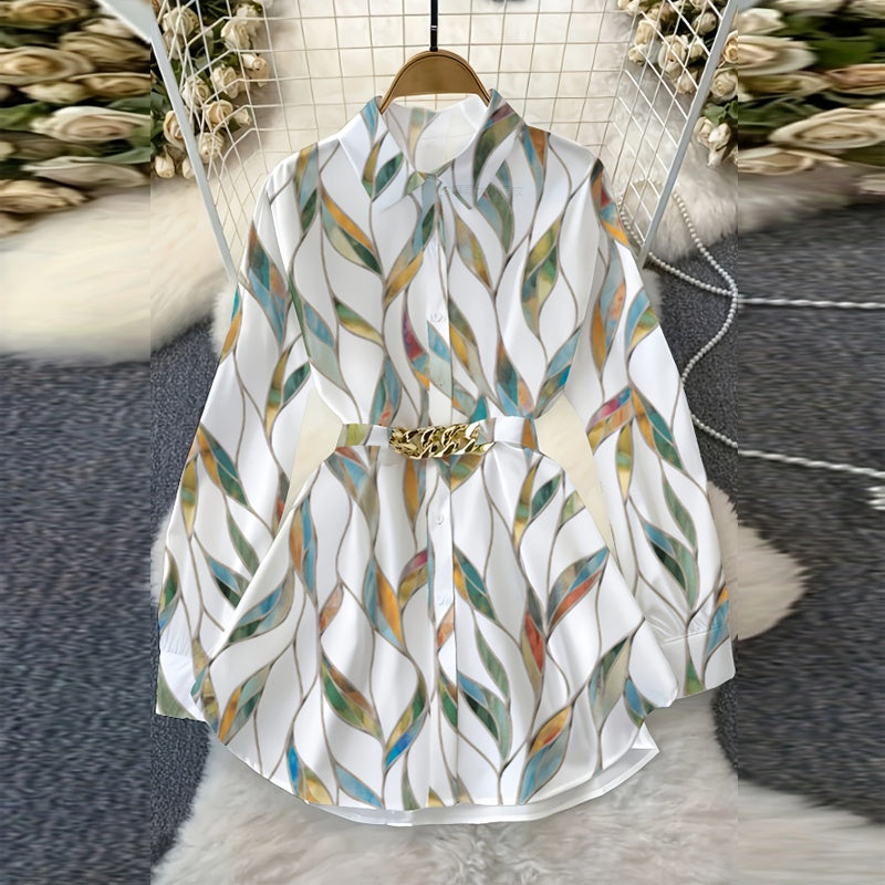 Elevé Luxe Women's Elegant Lapel Button-Down Top