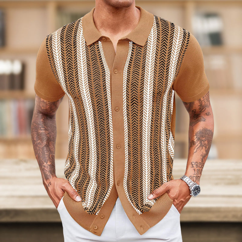 Elevé Luxe Men's Casual Striped Jacquard Sweater