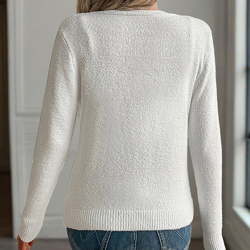 Elevé Luxe Women's V-Neck Button Front Long Sleeve Knit Cardigan