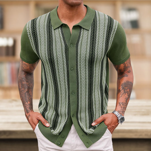Elevé Luxe Men's Casual Striped Jacquard Sweater