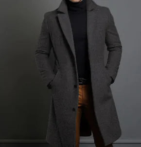 Elevé Luxe Chic Men's Wool Overcoat (Single)