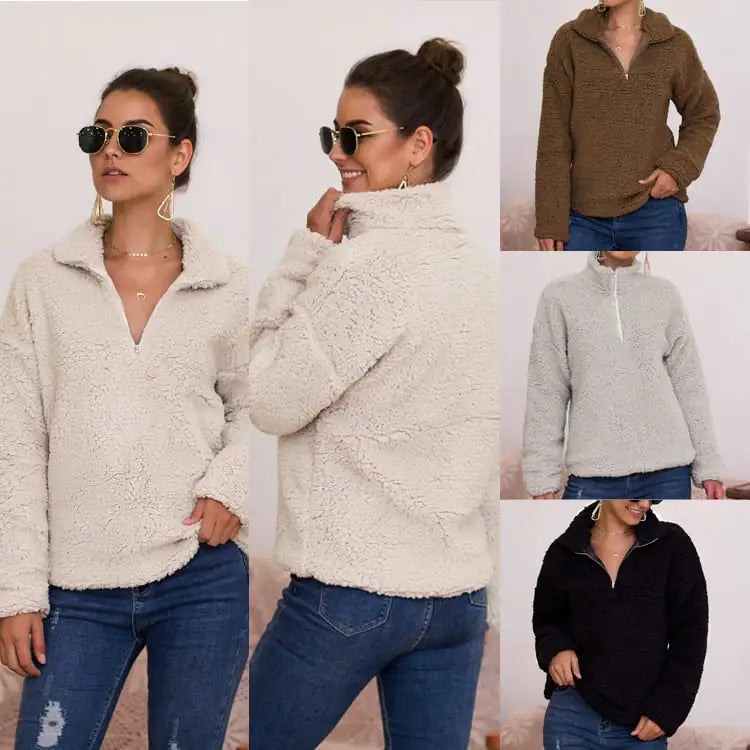 Elevé Luxe Plush Sweater Top for Women