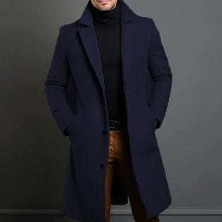 Elevé Luxe Chic Men's Wool Overcoat (Single)