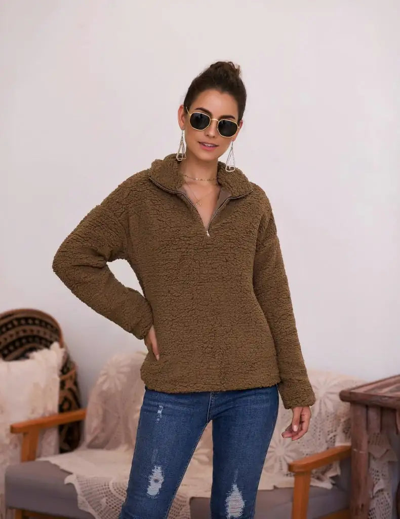 Elevé Luxe Plush Sweater Top for Women