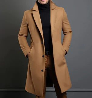Elevé Luxe Chic Men's Wool Overcoat (Single)