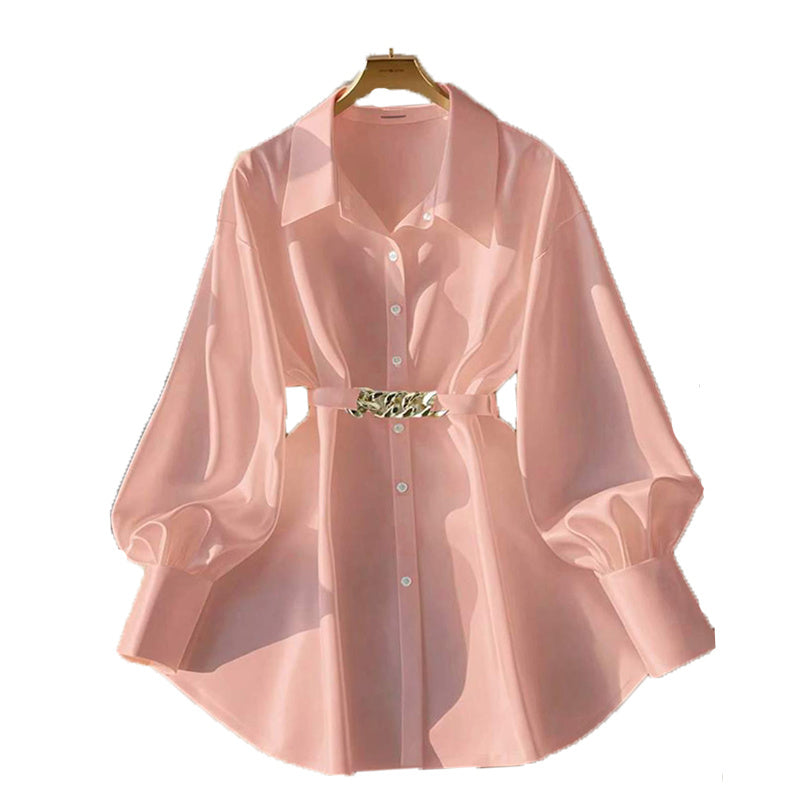 Elevé Luxe Women's Elegant Lapel Button-Down Top