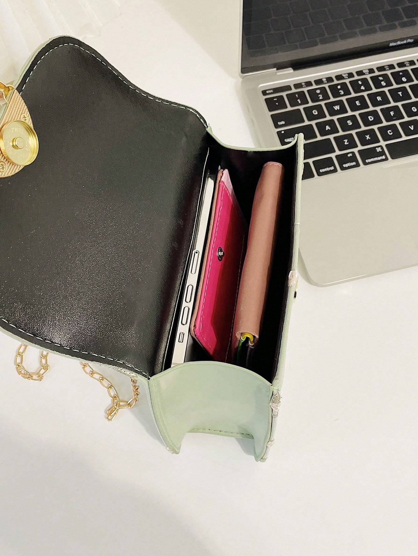 Elevé Luxe Women Fashionable Pearl Hand-Held Small Square Bag