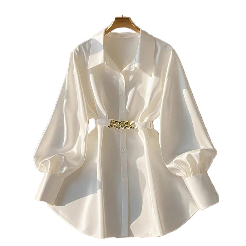 Elevé Luxe Women's Elegant Lapel Button-Down Top