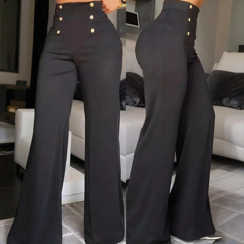 Elevé Women's Elegant High-Waisted Wide Leg Pants