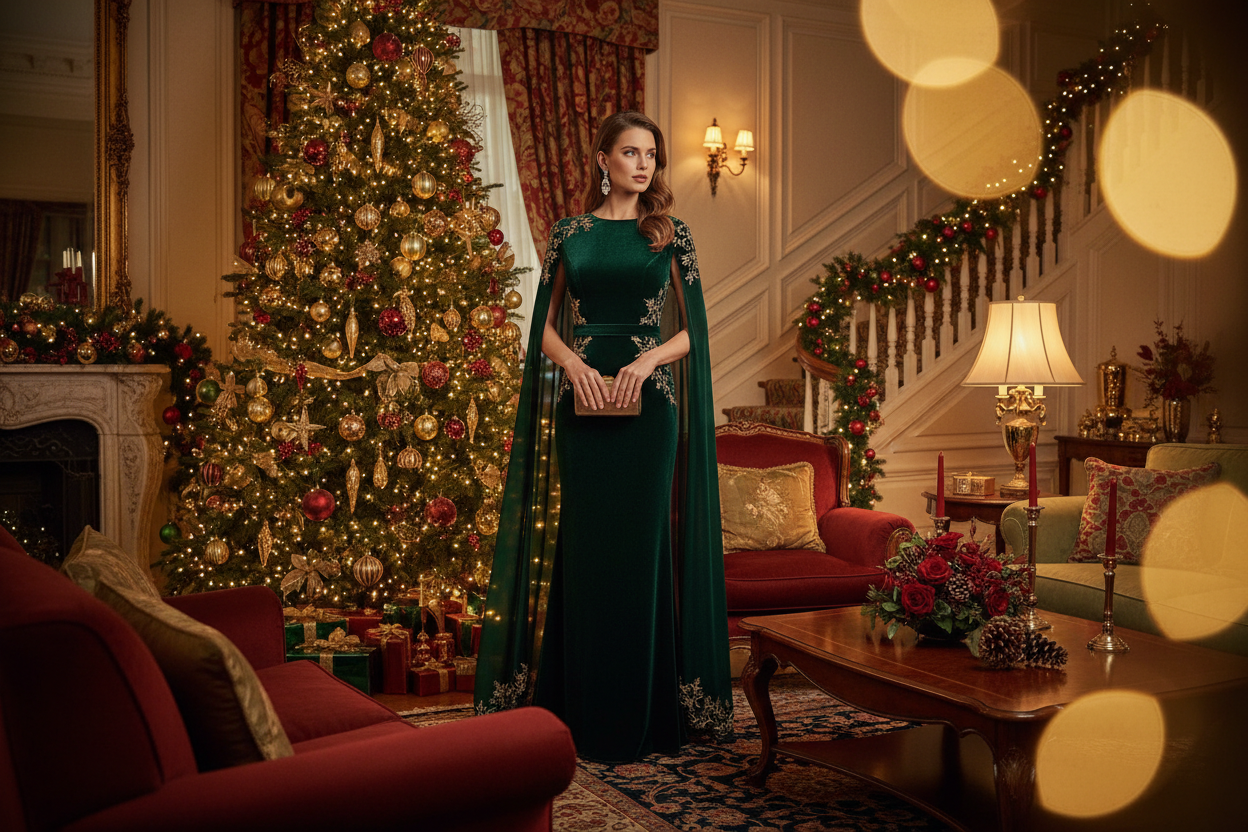 i want a christmas background of a elegant women