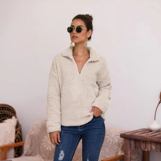 Elevé Luxe Plush Sweater Top for Women