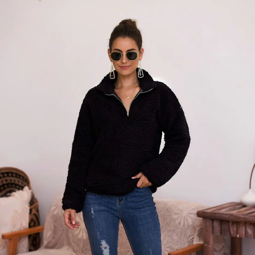 Elevé Luxe Plush Sweater Top for Women